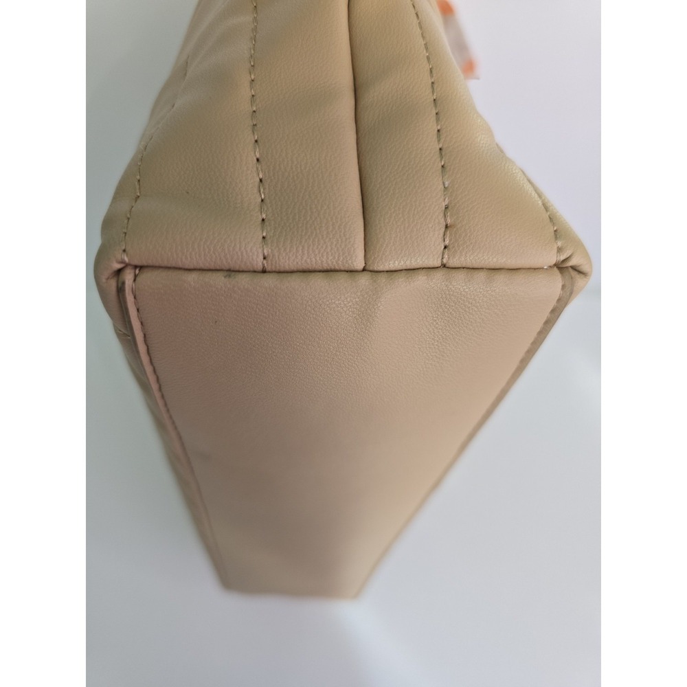 Steve Madden Quilted Tote Bag Womens Large Tan Excellent‎ Scarf Chain Detail - Picture 15 of 16